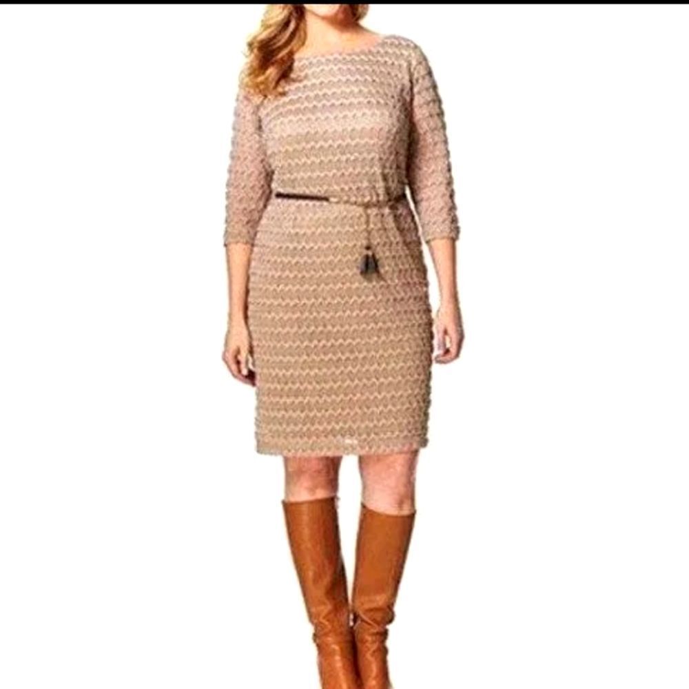 Sharagano Plus Size 18W Cafe Textured Zig Zag Dress Crochet